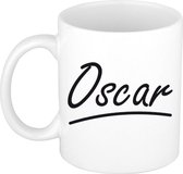 Oscar naam cadeau mok / beker met sierlijke letters - Cadeau collega/ vaderdag/ verjaardag of persoonlijke voornaam mok werknemers