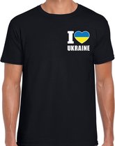 I love Ukraine t-shirt zwart op borst voor heren - Oekraine landen shirt - supporter kleding L