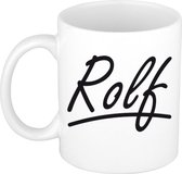 Rolf naam cadeau mok / beker met sierlijke letters - Cadeau collega/ vaderdag/ verjaardag of persoonlijke voornaam mok werknemers