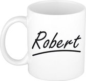 Robert naam cadeau mok / beker met sierlijke letters - Cadeau collega/ vaderdag/ verjaardag of persoonlijke voornaam mok werknemers