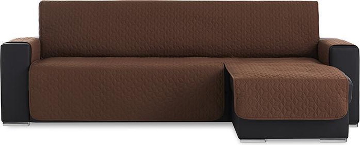Belmarti Geo Quilt Chaise Longue Rechts - Bankbeschermer - 200cm breed - Bruin - Teflon beschermlaag - OekoTex keurmerk