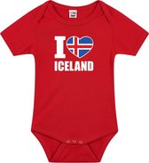 I love Iceland baby rompertje rood jongens en meisjes - Kraamcadeau - Babykleding - IJsland landen romper 92 (18-24 maanden)