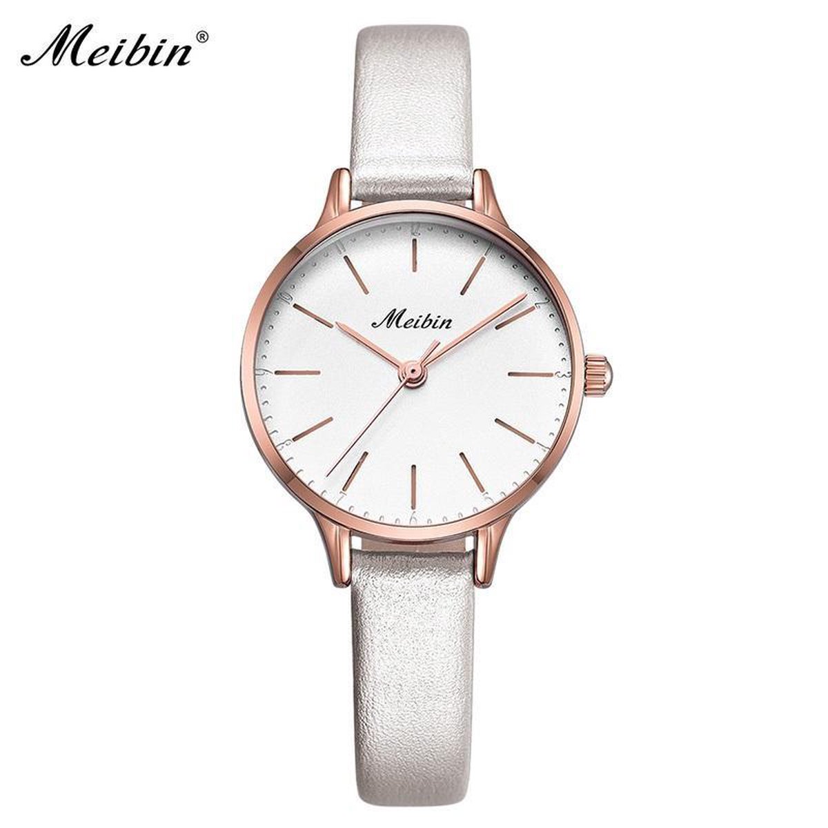 Longbo - Meibin - Dames Horloge - Wit/Rosé/Wit - 28mm