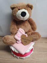 Luiertaart meisje knuffelbeer | Kraamcadeau meisje | Babyshower | Gratis en Snel verzonden