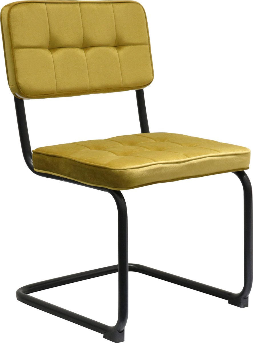 Eetkamerstoel Madrid velvet - Set van 4 - Geel - Fluweel - Velvet - Eetkamerstoel - Eetkamerstoelen - Woonkamerstoelen
