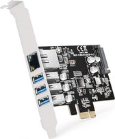 Maiwo KC015 PCI Express x1 naar 3x USB 3.0 - RJ45 - 5 Gbps
