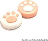 Nintendo Switch & Lite | 1 Set = 2 Thumbgrips | Hondenpootjes | Wit/Roze