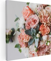 Artaza - Peinture sur toile - Fleurs dans un vase - Bouquet - 80 x 80 - Groot - Photo sur toile - Impression sur toile