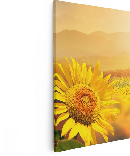 Artaza Canvas Schilderij Zonnebloemen Veld Met - Foto Op Canvas - Canvas Print