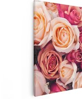Artaza Canvas Schilderij Roze Rozen Achtergrond - Bloemen - 60x90 - Foto Op Canvas - Canvas Print