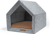 Rexproduct Hondenhuis – Hondenhuisjes voor binnen - Hondenkussen inbegrepen – Hondenhuizen voor in huis – Hondenhok - Hondenmand gemaakt van Gerecycled PETflessen - PETHome - Grijs Oranje