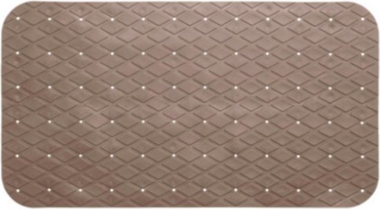 Antislip badmat met zuignappen - 69x39 CM - Taupé / Bruin - Douchemat rechthoek - Badmatten rubber - Badkamer mat - Antislipmat voor douche en bad