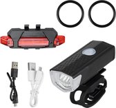 Waterdicht Fiets Lamp LED-Fietsverlichting Set-Voorlicht en Achterlicht-Oplaadbare USB Fietslamp met Adapter-waarschuwing Licht