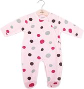Babybol pyjama, boxpakje roze met stippen fluweel maat 74 (9 maanden)