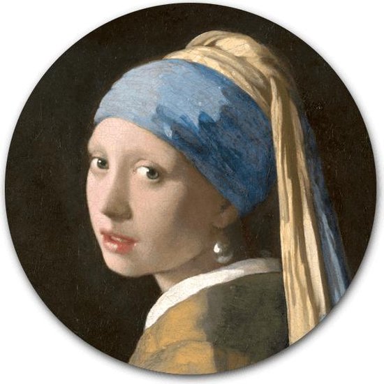 Tuincirkel Het Meisje met de Parel - WallCatcher | Meesterwerk van Johannes Vermeer | Tuinposter rond 100 cm | Buiten muurcirkel Oude Meesters kunstwerken