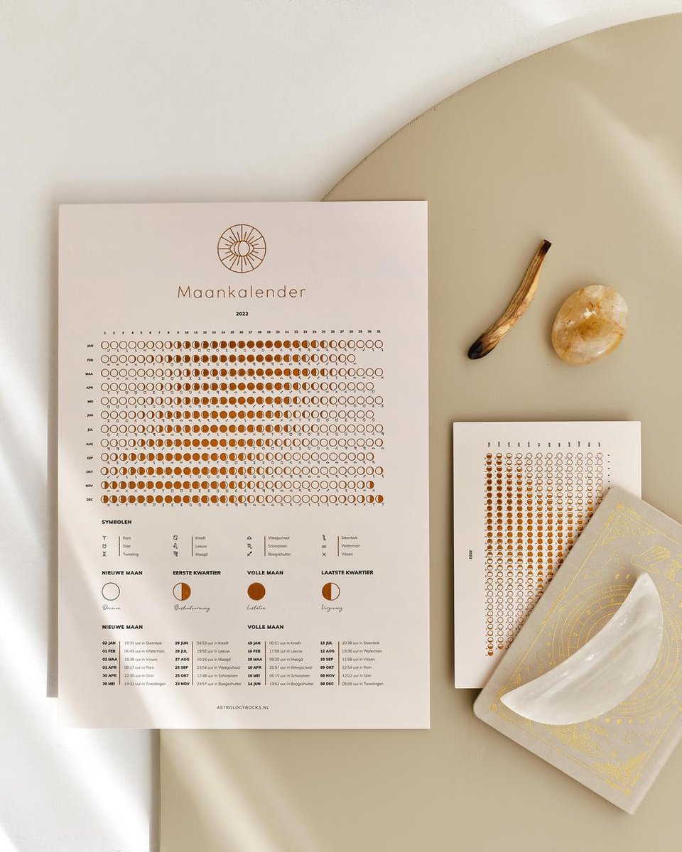 Maankalender 2027 Zand - A3 poster + A5 agendakaart