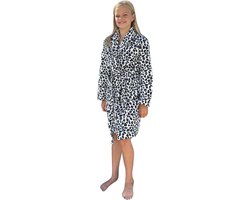 Foto: Kinderbadjas panter print zwart wit 100 flanel fleece badjas kind luipaard badrock kindermodel fleecebadjas kind xl 11 13 jaar 152 158