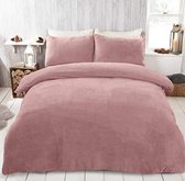 Super zacht Teddy dekbedovertrek - blush - 2 kanten teddy - 2-persoons (200x220 + 2st 60x70cm)