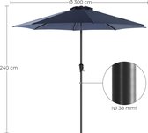 SONGMICS parasol, 3 m diameter, zonwering, achthoekige tuinparasol van polyester, inklapbaar, met zwengel, zonder statief, buiten, voor tuin, balkon en terras, Blauwe GPU30BU