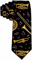 Stropdas- Blaas instrumenten- Trompet- Schuif trompet- Zwart- Goudkleurig- Polyester- Charme Bijoux