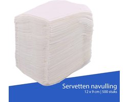 WDMT Servetten Navulling - 500 stuks - 12,5 x 8 cm - Geschikt voor Universele Servetten Dispensers - Servet - Papier - Servetten Papieren - Milieuvriendelijk - Servetten Papieren - Ideaal voor Horeca en Thuisgebruik - Wit