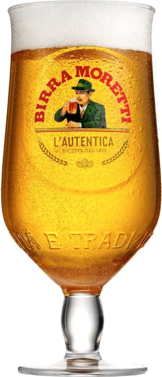 Birra Moretti Speciaal Bierglazen - 25cl - 6 stuks - Bierglazen op Voet - Birra Moretti