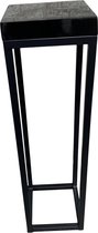 Zuil/sokkel/pilaar staal zwart met fiberstone top hoogglans zwart 28x28x100 cm