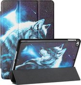 Zijdetextuur Gekleurd Tekenpatroon Horizontale Flip Magnetische PU-lederen hoes met drie opvouwbare houder en slaap- / wekfunctie Voor iPad mini 4 / mini (2019) (Star Wolf)