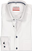MARVELIS Modern Fit overhemd - wit structuur (contrast) - Strijkvrij - Boordmaat: 39