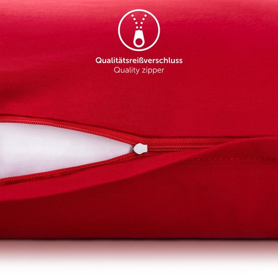Taies d'oreiller - Set De 2 Taies D'Oreiller - Housse De Coussin En Jersey Super Doux Premium - 100% Katoen - 40 x 80 cm - Rouge
