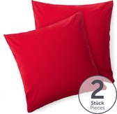 Blumtal - Set Van 2 Kussenslopen - Superzachte Premium Jersey Kussenhoes - 100% Katoen - 80 x 80 cm - Rood