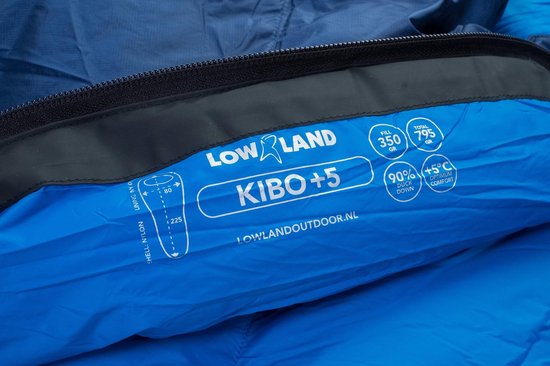 LOWLAND OUTDOOR - KIBO +5 - Donzen mummy slaapzak  +5°C - 795 gr - 225x80 cm - Blauw