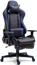 Bobby's Gamingstoel - Game Stoelen - Bureaustoel - Voor Volwassenen - Verstelbare Armleuningen - Stoel Met Hoofdkussen - Ergonomisch - Gaming Chair - Racing - Zwart Blauw