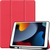 Tablet hoes voor iPad 2021 Hoes met Apple Pencil Houder & Auto Sleep/Wake functie - Tri-Fold book Case - 10.2 inch - Rood