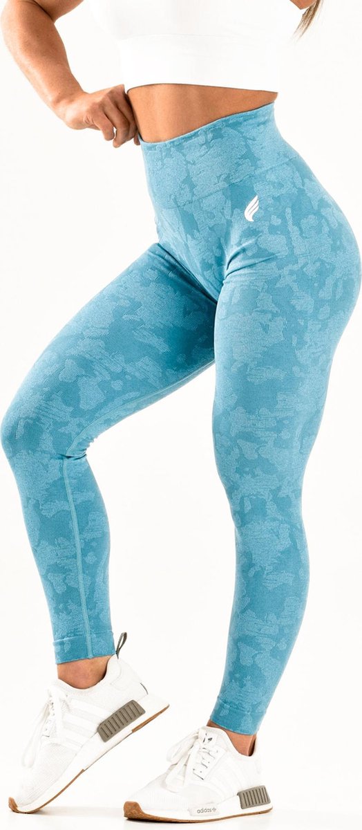 Wild camo sportlegging dames - squat proof, stylish camouflage & high waist - blue / blauw