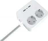 Durata - Bureaulader - 2 USB A - 1 USB C - 2 Stopcontact - 3 in 1 - Stekkerdoos - Telefoonlader - Thuis adapter - Wit