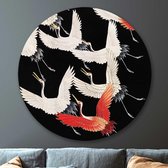Muurcirkel Kimono with Cranes Round - Papier - Meerdere Afmetingen & Prijzen