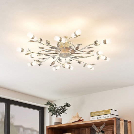 Lindby - LED plafondlamp - 12 lichts - metaal, aluminium - H: 11 cm - wit, brons - Inclusief lichtbronnen