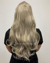 Dermarolling Clip In Half Wig Hairextensions 61cm. (24inch) – Donker Blond #8