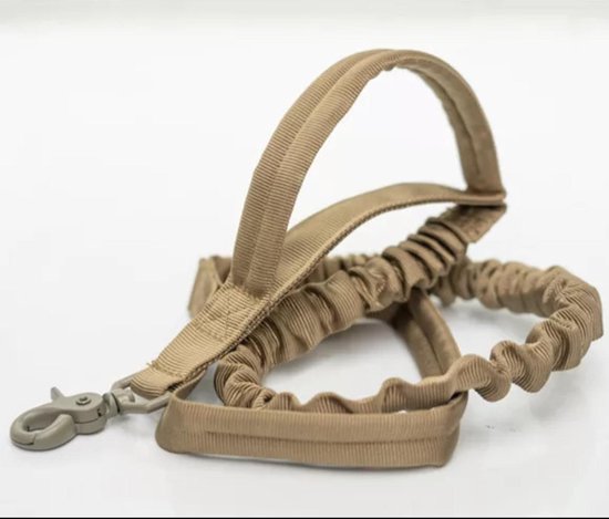 Hoog kwaliteit Hondenriem Intrekbare,Tactische hondenriem Dubbele handgreep, 2.5 breed (100-135cm) lang, Beige kleur