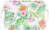 Dienblad tropische bloemen DARA - Groen / Roze - Kunststof - 39 x 24 x 2 cm