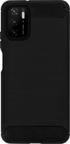 BMAX Carbon soft case hoesje geschikt voor Xiaomi Poco M3 - Soft cover - Telefoonhoesje - Beschermhoesje - Telefoonbescherming - Zwart