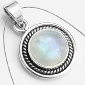 Natuursieraad -  925 sterling zilver maansteen ketting rond - edelsteen collier