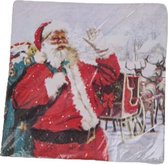 Servetten kerstman met slee - Rood / Wit / Multicolor - Papier - 33 x 33 cm