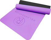 Yoga mat Relaxxxation Zwart/Paars - Anti slip - Extra comfort - Afneembaar - 6mm - Sport - Yoga - Yogamat