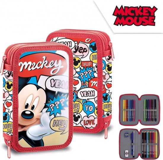 Mickey Mouse gevuld etui - 28 stuks - Mickey rood