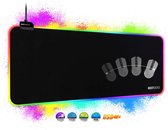 RGB muismat XXL gaming muismat - RGB gaming muismat 800x300 mm met 14 verlichtingsmodi, grote RGB muismat met USB waterdicht anti-slip, muismat voor computer PC professionele gamers