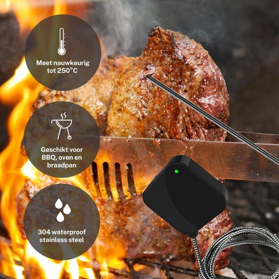 BBQ thermometer draadloos - Digitale vleesthermometer - Bluetooth Thermometer - Geschikt voor Barbecue - Inclusief Batterij en Gratis App - Merkloos