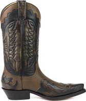 Mayura Boots 1927 Bruin/ Spitse Cowboy Western Dames Heren Laarzen Schuine Hak Two Tone Echt Leer Maat EU 42