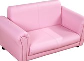 Roze soft sofa kinderbank met voetbank - kindersofa